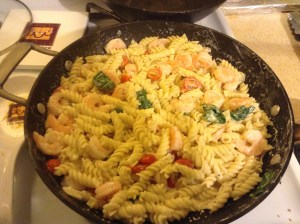 Creamy Rotini with Shrimp,Tomato & Spinach